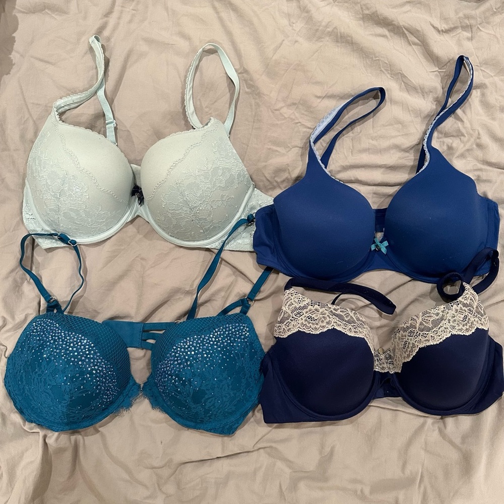 Lot of Victoria’s Secret Bras, shades of blue, 38C